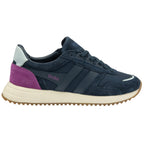 Gola Classics navy blue suede and textile trainer with purple heel panel and cream sole