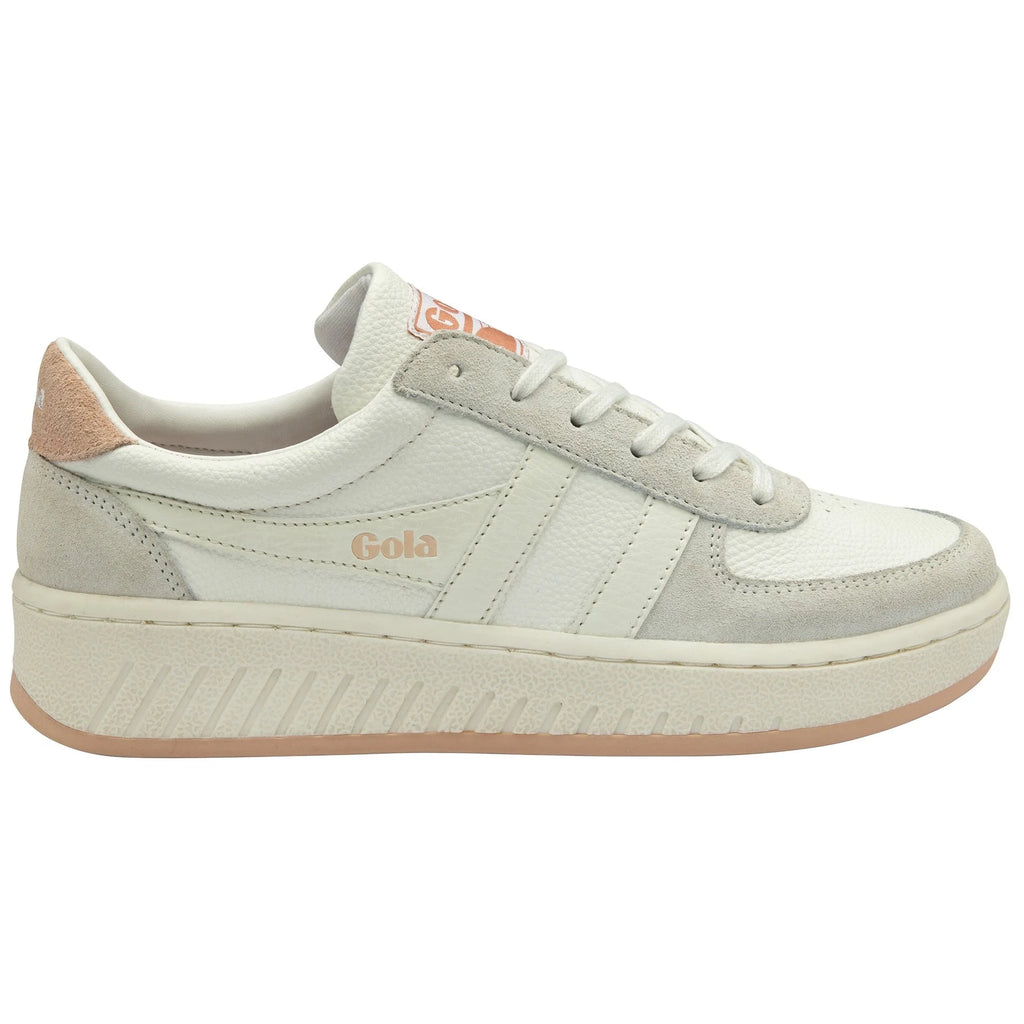 Gola Classics white and beige leather trainer with platform sole