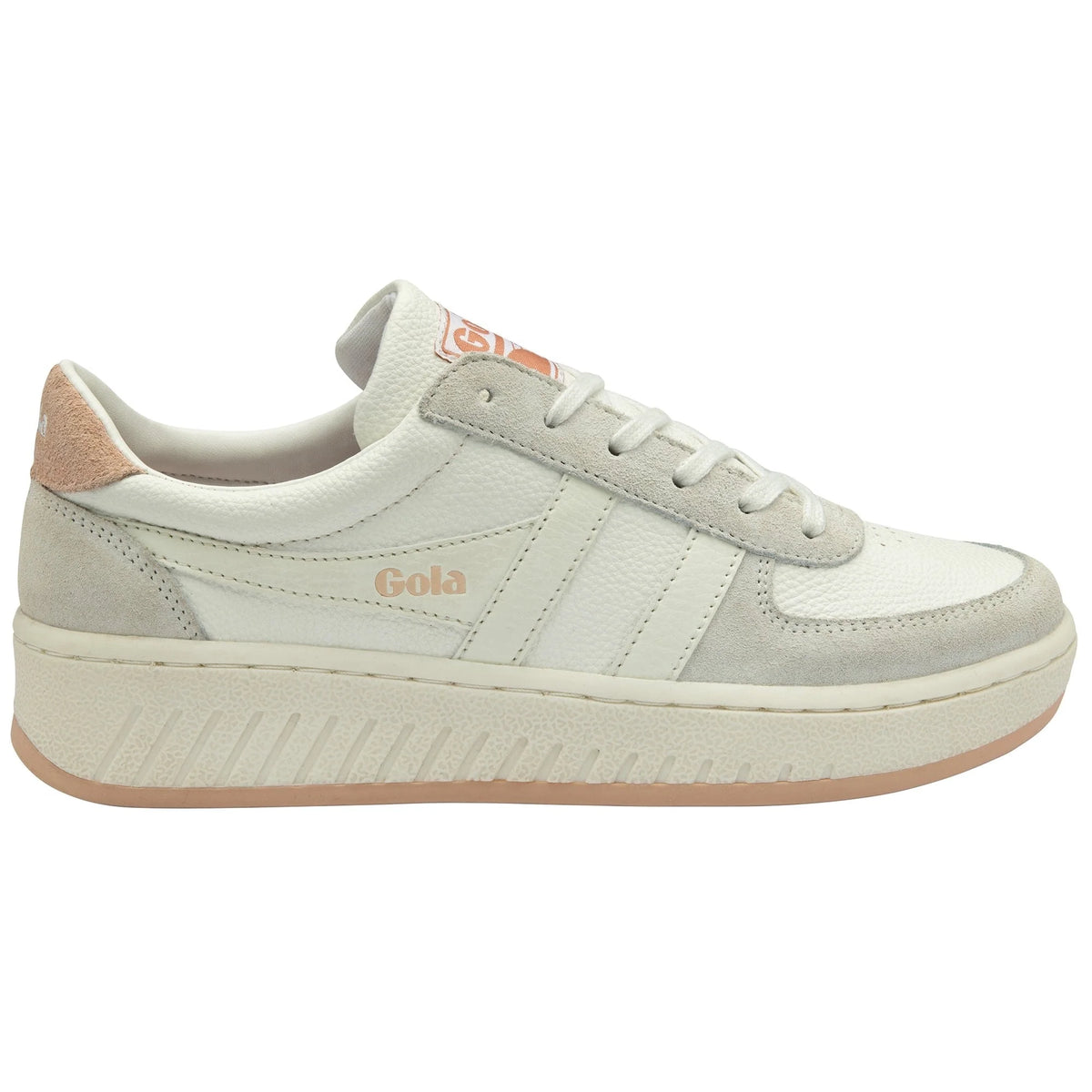 Gola Classics white and beige leather trainer with platform sole