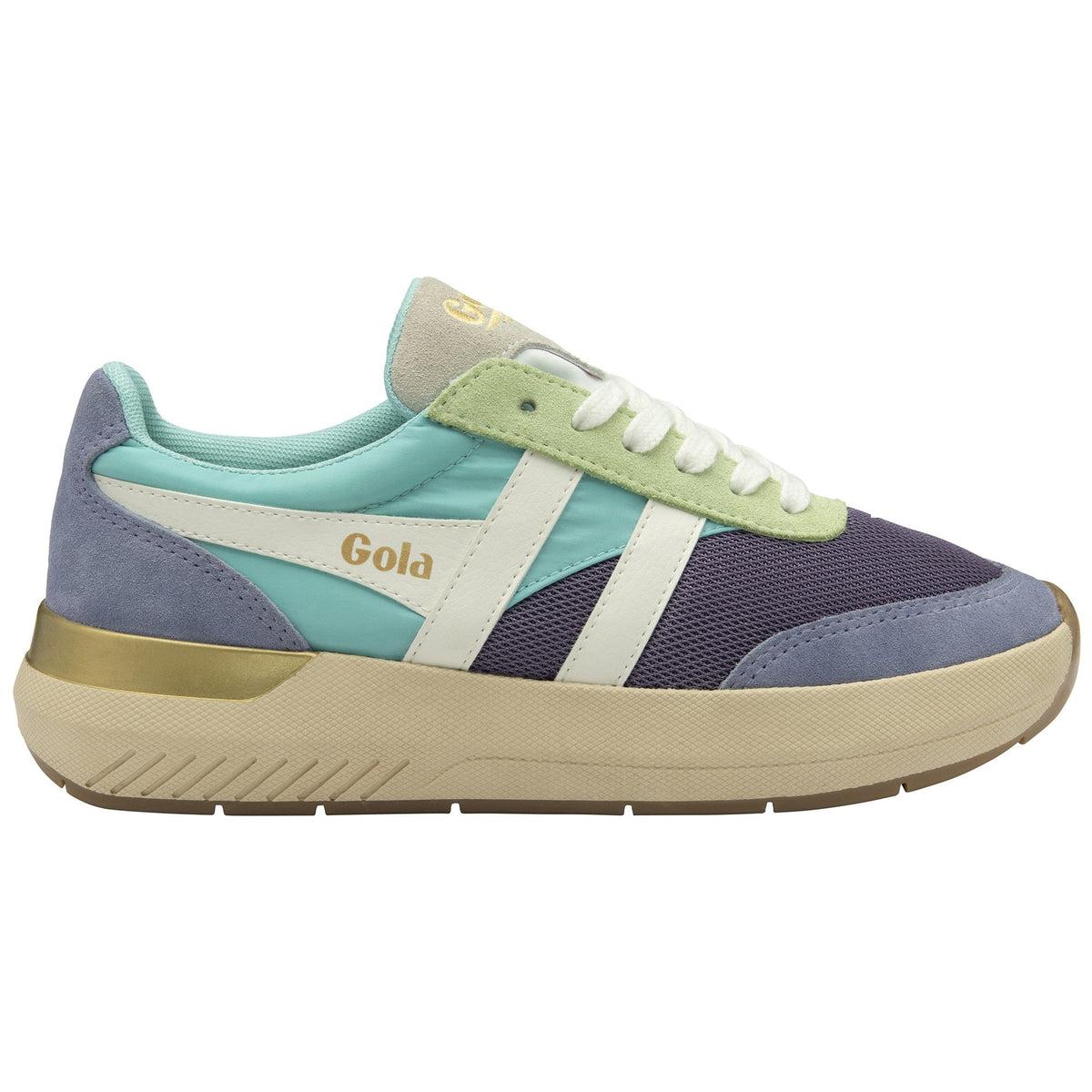 Gola Classics multi-coloured trainer with white laces and chunky beige sole