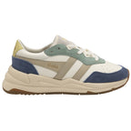 Gola Classics trainer in white with blue and green suede overlays and a chunky beige sole