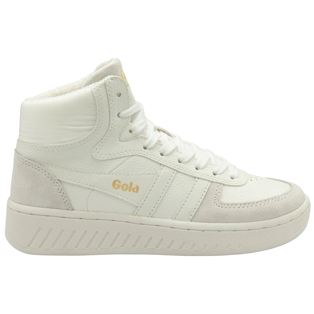 Gola Classics white high top trainer with suede panels and lace up fastening