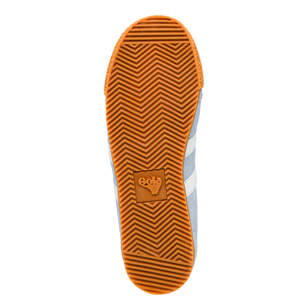 Gum rubber herringbone tread sole of a Gola Classics trainer