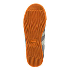 Orange rubber trainer sole with herringbone tread pattern and Gola logo