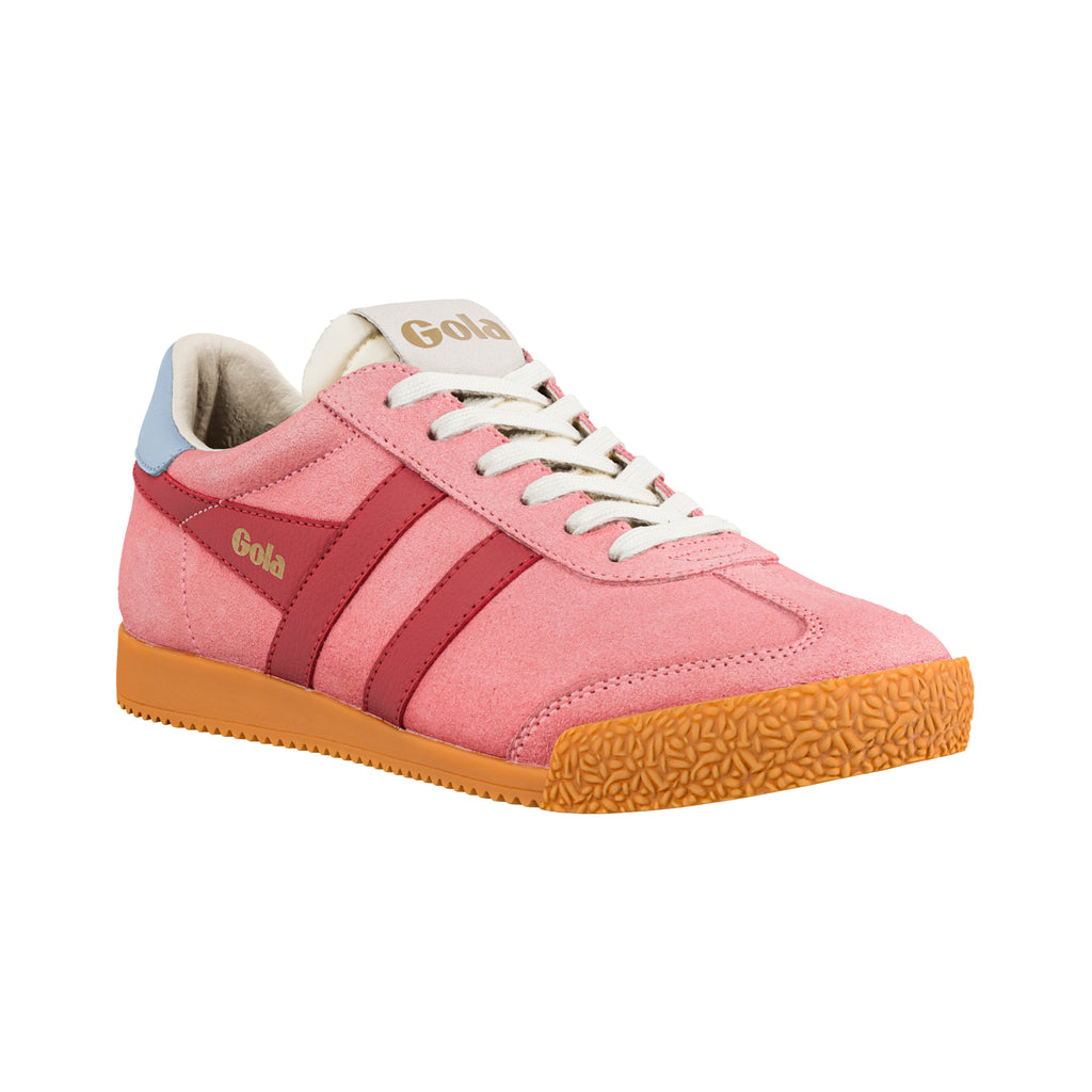 Gola Classics pink suede trainer with white laces and gum sole