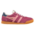 Gola Harrier suede trainer in berry and pink with a gum sole