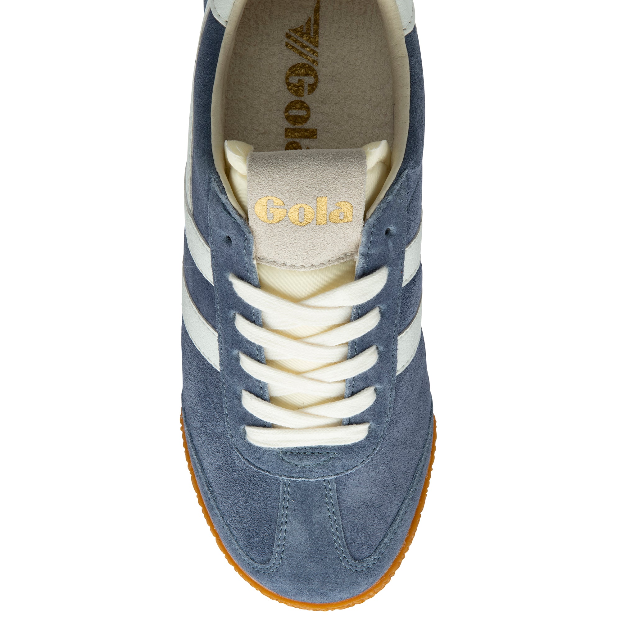 Blue Gola trainer with white laces on a white background