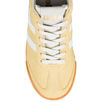 Gola Classics yellow suede trainer with white laces and gum sole
