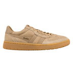 Beige suede Gola trainer with a gum rubber sole
