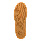Tan rubber trainer sole with chevron tread pattern and Gola branding