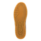 Gum rubber trainer sole with chevron tread pattern and Gola logo