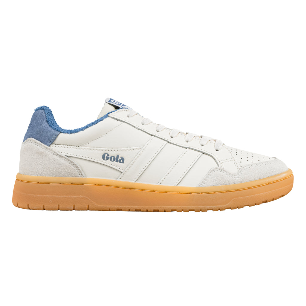Gola Grandslam Classic Trainers in off-white with blue trim and gum sole