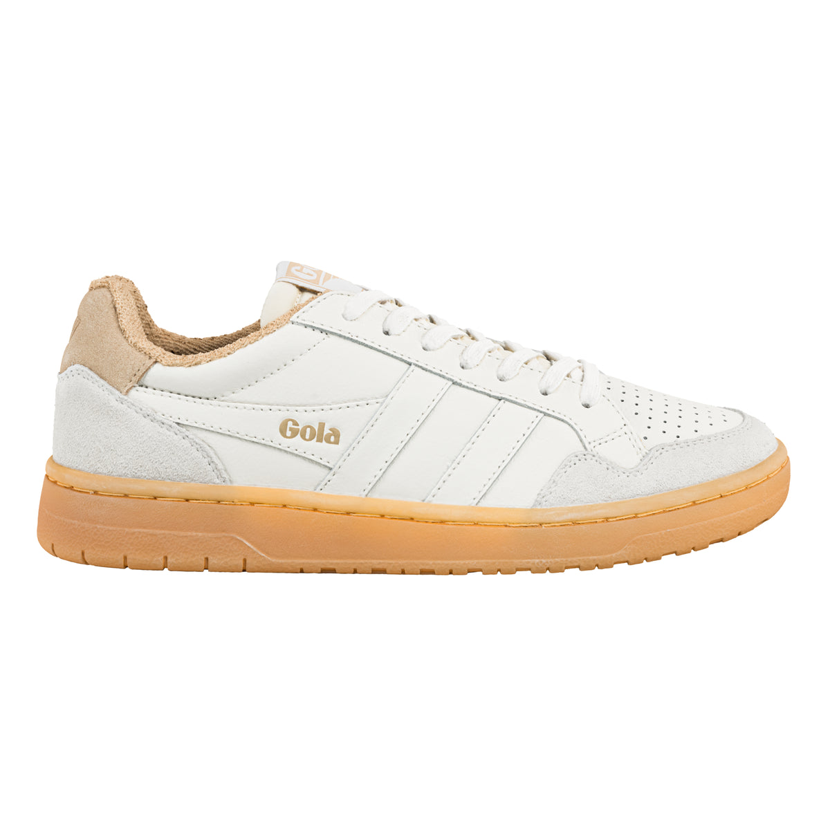 Gola Classics white leather trainer with suede detailing and gum rubber sole