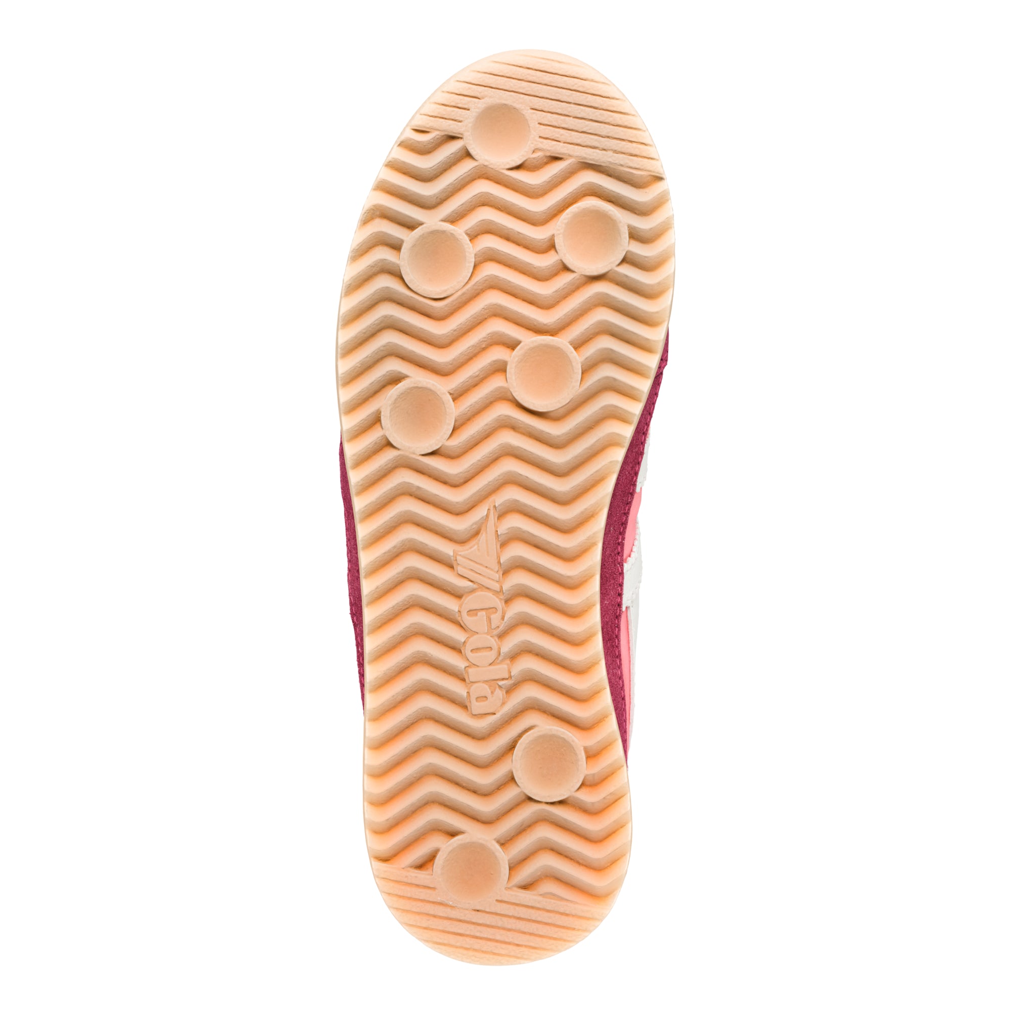 Underside of a Gola trainer sole, showing the textured grip and Gola logo