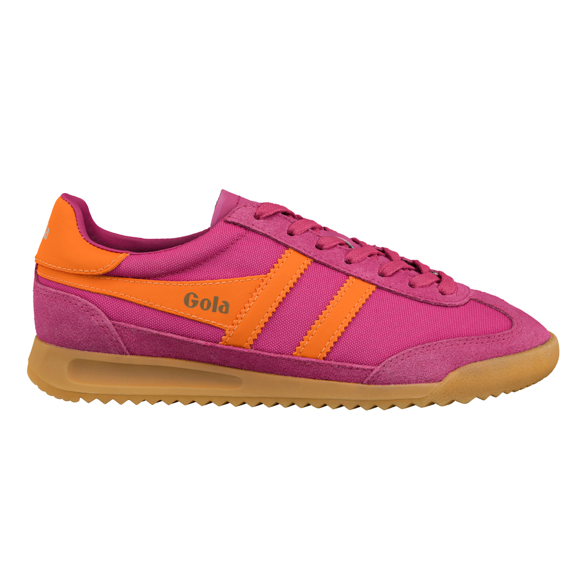 Gola Classics pink and orange canvas trainer with gum sole