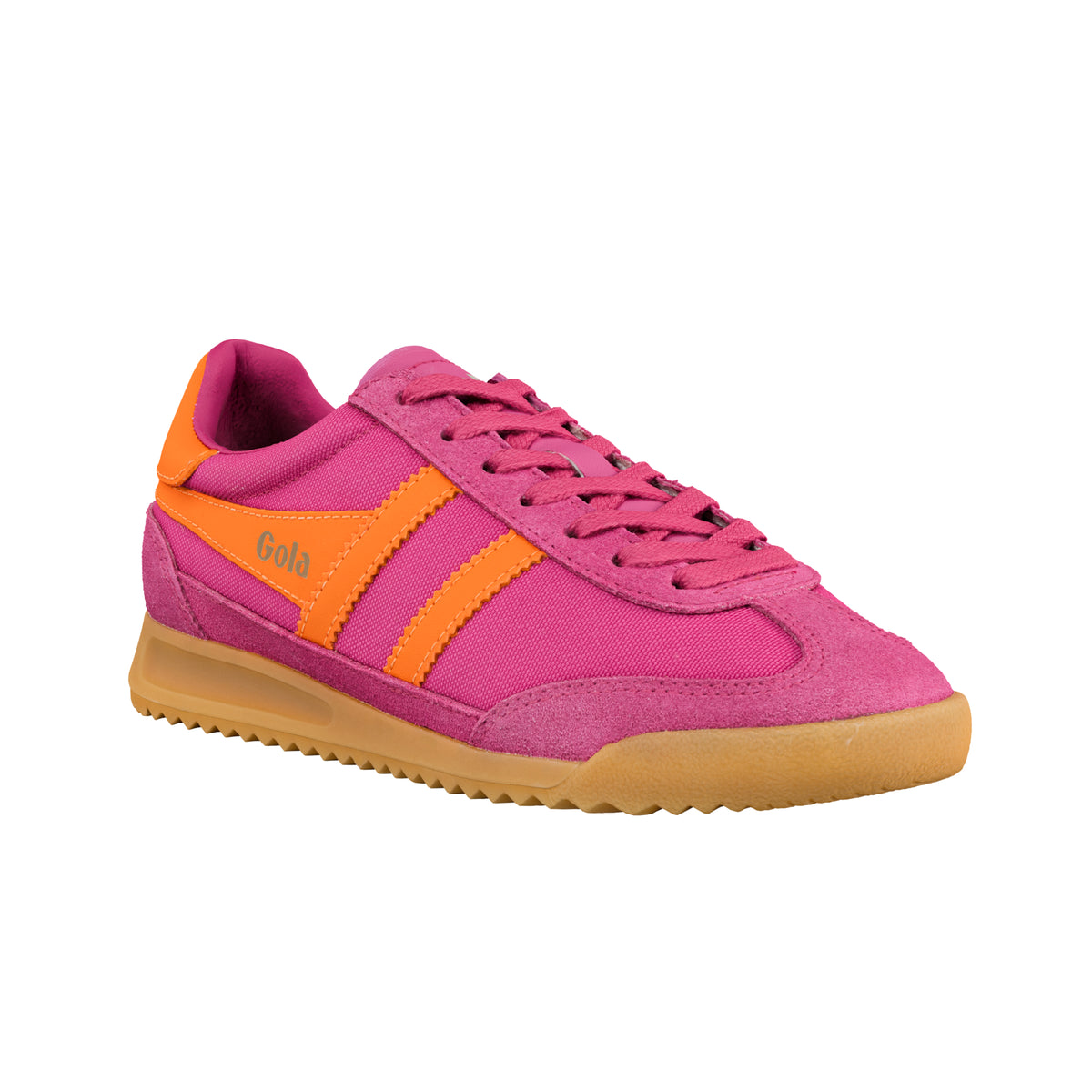 Gola Classics pink and orange canvas trainer with gum sole
