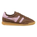 Gola Classics brown and pink canvas trainer with gum sole