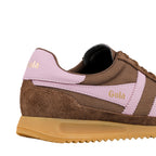 Brown and pink Gola trainer heel detail with gum sole