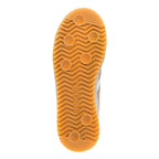 Gum rubber trainer sole with chevron tread pattern and Gola branding