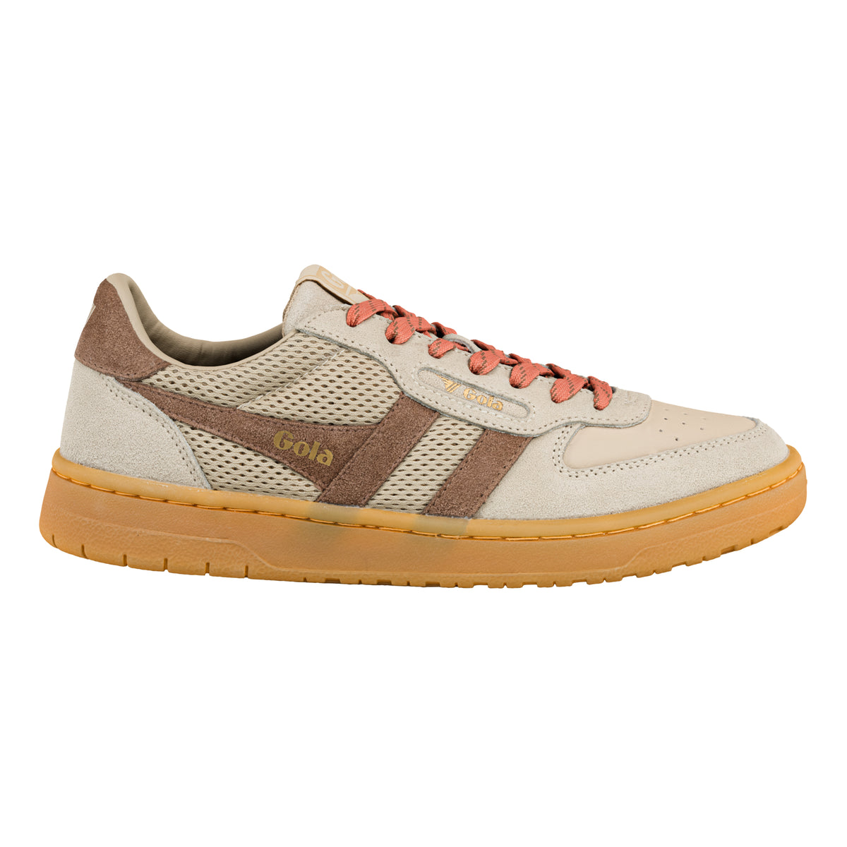 Gola Classics beige and brown suede and mesh trainer with gum sole
