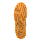 Gum rubber trainer sole with chevron tread pattern and Gola branding