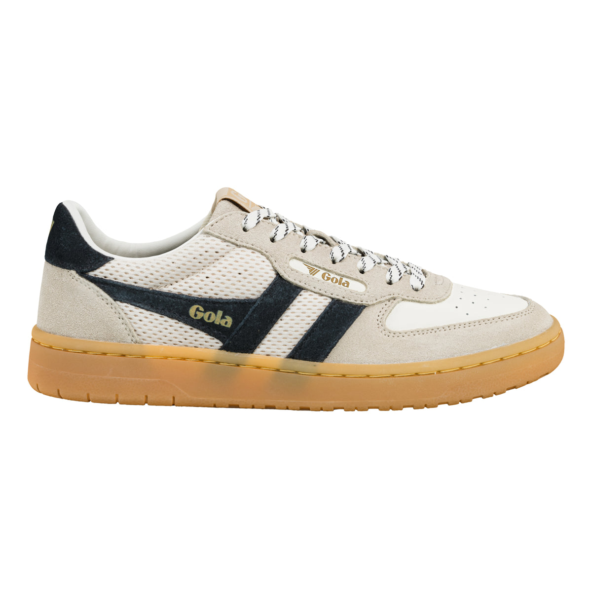 Gola Classics off white and navy suede trainer with gum sole