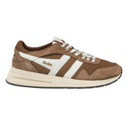 Gola Classics brown suede and mesh trainer with white side stripes and cream sole