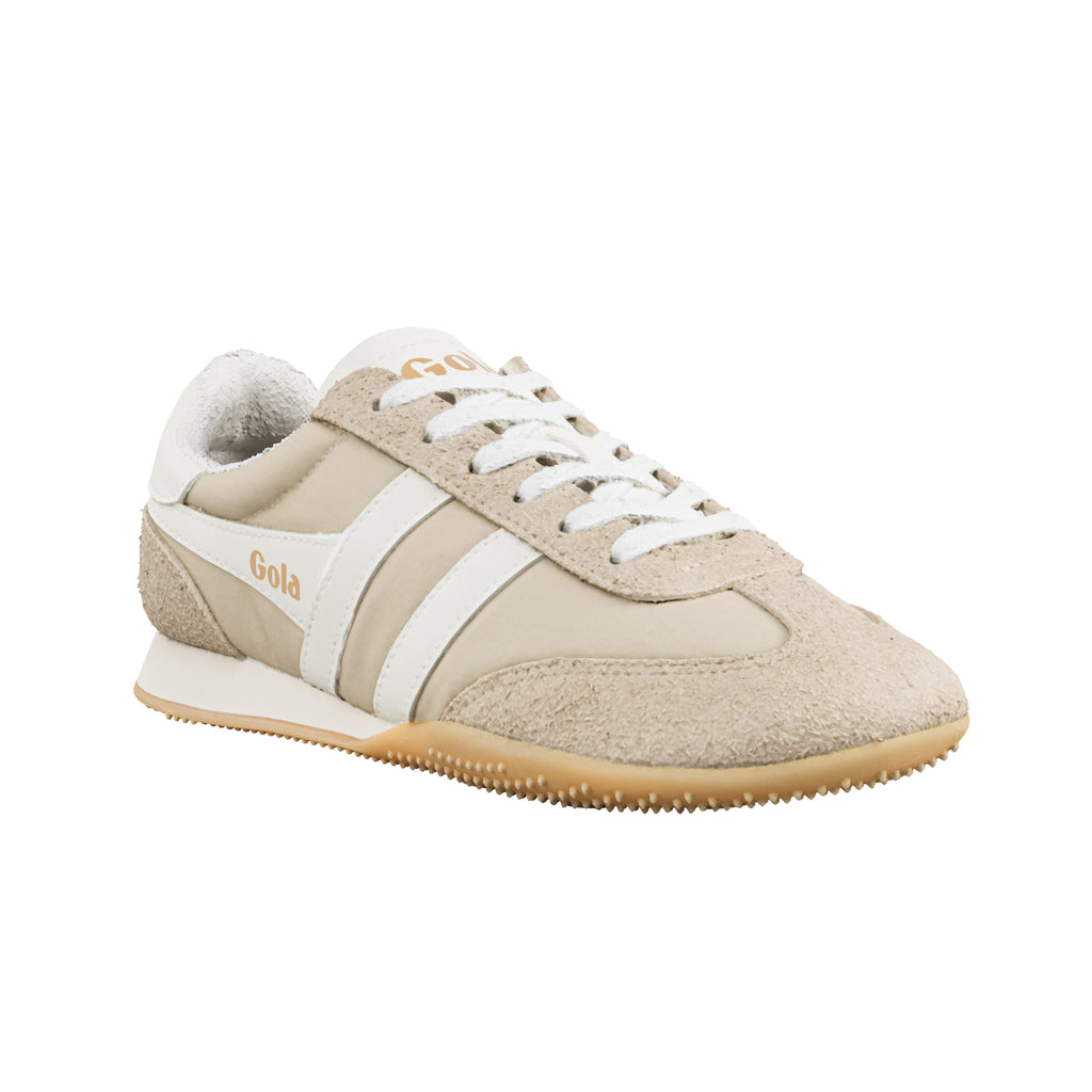 Gola Harrier trainers in off-white with white laces and side stripes
