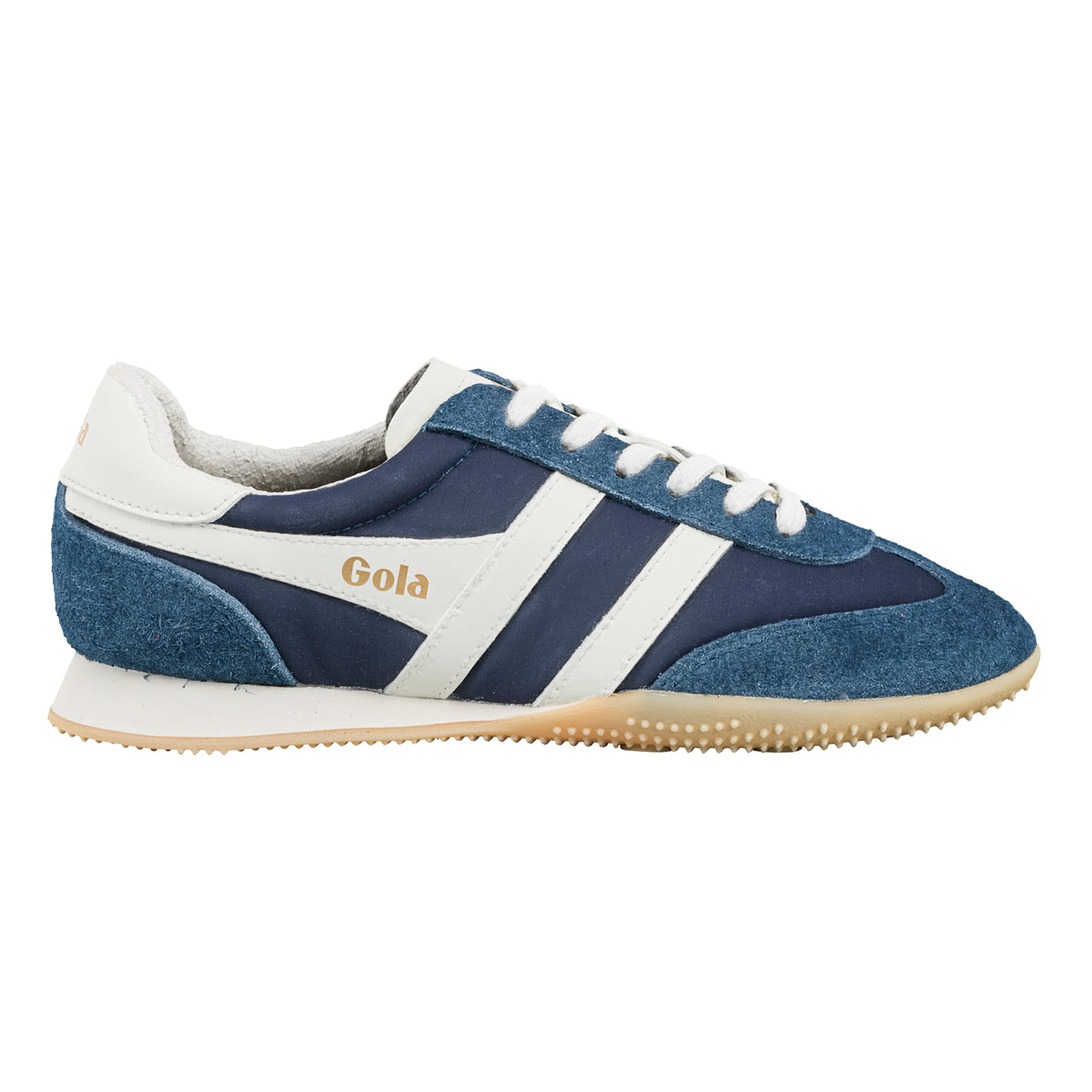 Gola Classics navy and white suede trainer with gum sole