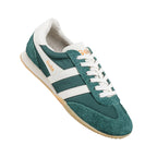 Dark green and white Gola trainer with suede detailing and white laces
