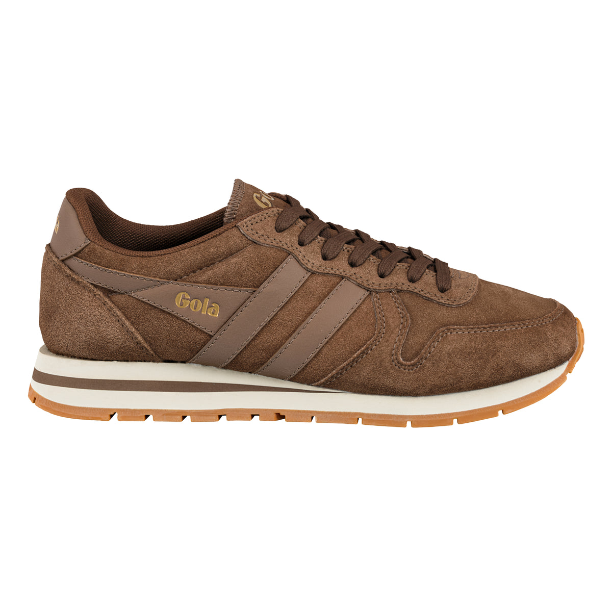 Gola Classics brown suede trainer with white midsole and gum sole