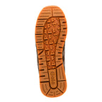 Brown rubber trainer sole with triangular tread pattern and Gola branding