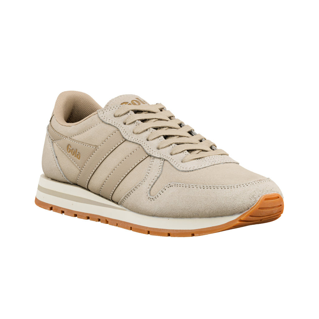 Beige Gola suede trainer with gum rubber sole