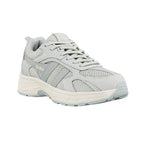 Light grey Gola trainer with mesh panels and a chunky off-white sole