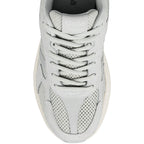 Top view of a grey Gola trainer with mesh panels and lace up fastening