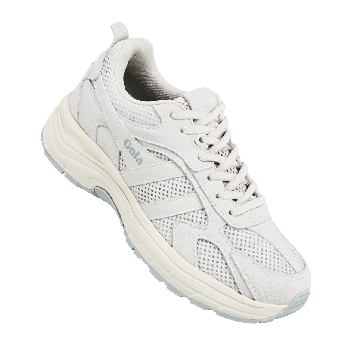 Off-white Gola lace-up trainer with mesh panels and chunky sole