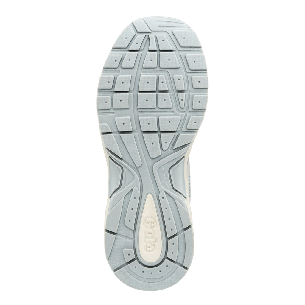 Grey rubber trainer sole with textured grip pattern and Gola branding