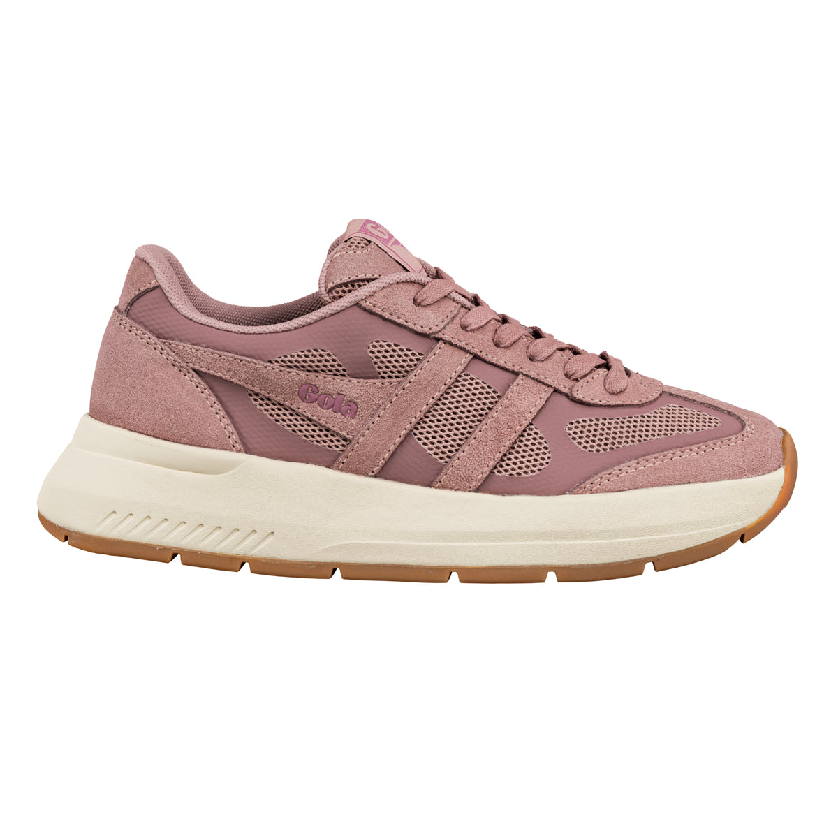 Gola Classics mauve suede and mesh trainer with cream midsole and gum rubber sole