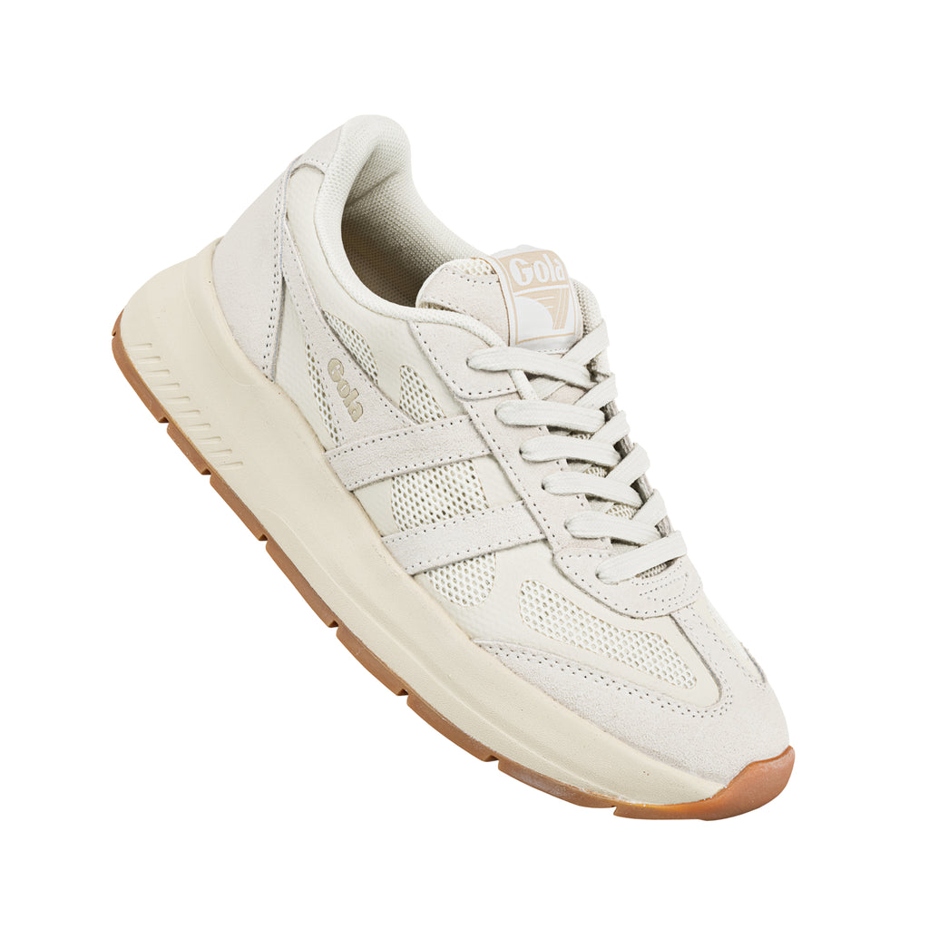 Off white Gola trainer with mesh panels and gum sole