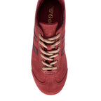 Red Gola trainer with beige laces