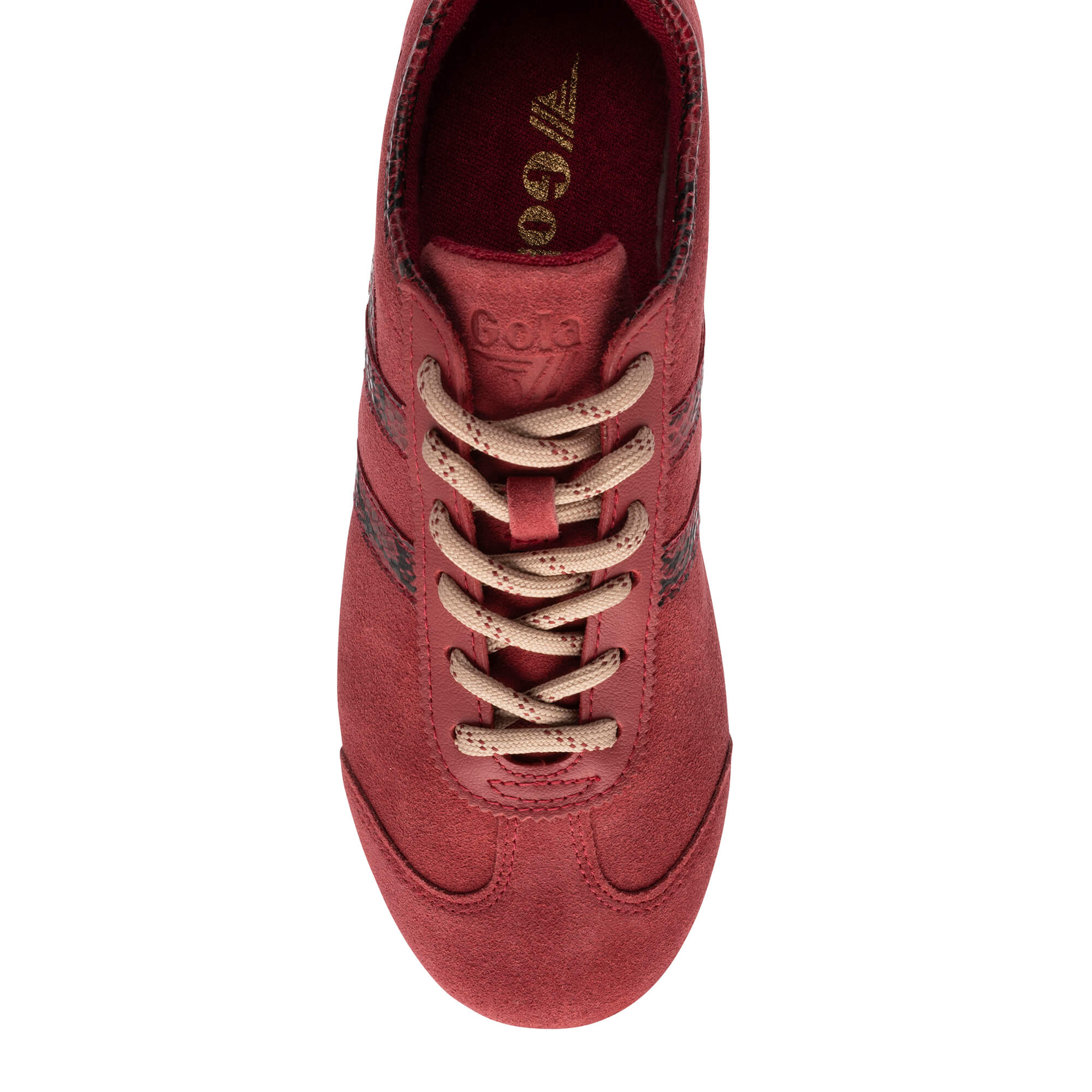 Red Gola trainer with beige laces