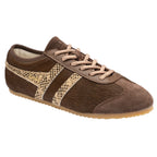 Brown Gola trainer with faux snakeskin stripes