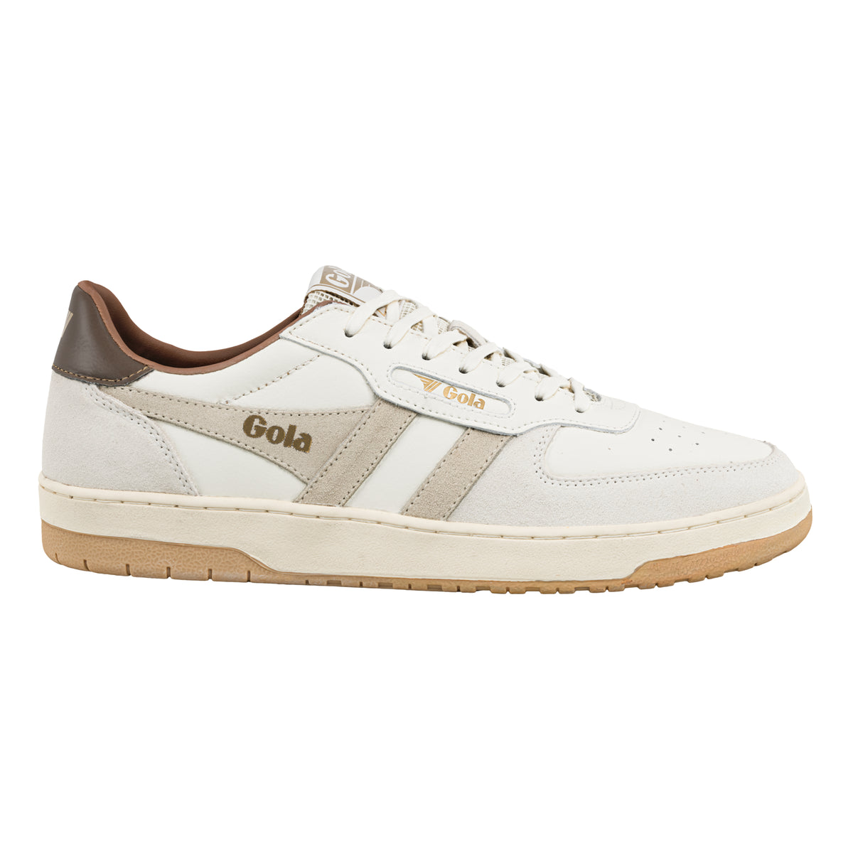 Gola Classics white and beige leather trainer with gum sole