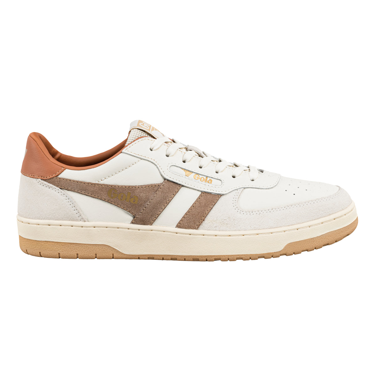 Gola Classics off-white and tan suede trainer with lace-up fastening