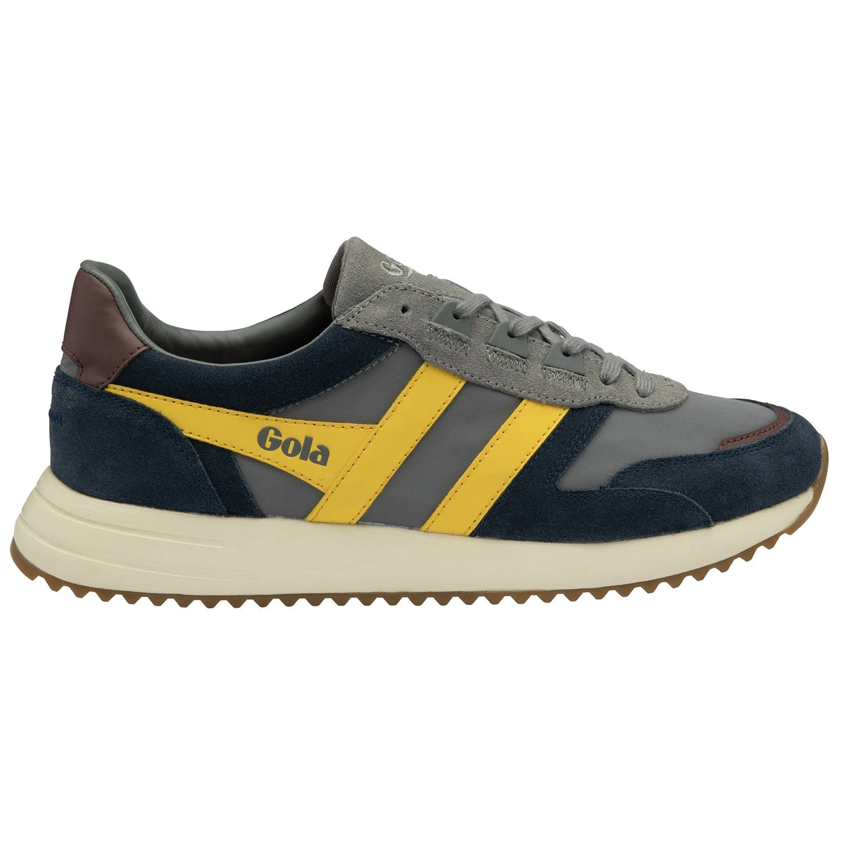 Gola Classics grey navy and yellow suede trainer with cream sole