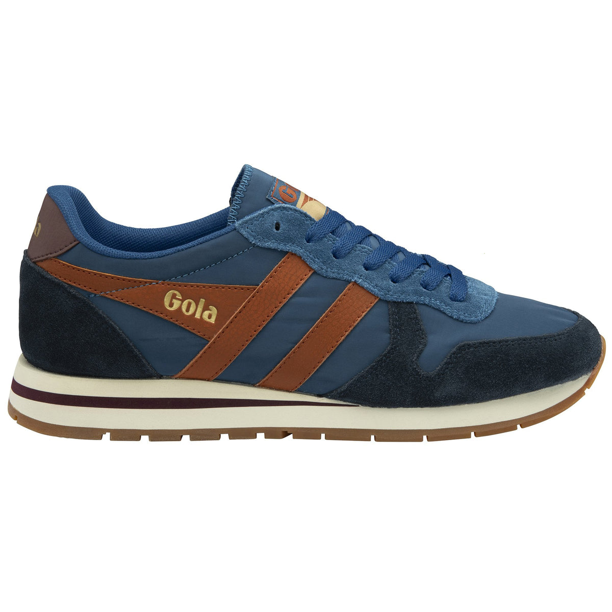 Gola Classics navy and brown suede and nylon trainer