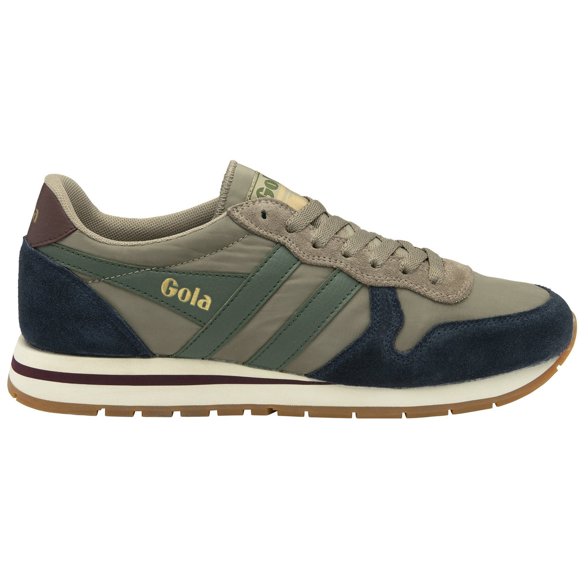 Gola Classics khaki and navy suede and nylon trainer