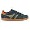 Gola Classics Baskets Equipe II en daim pour hommes - Bleu marine/kaki clair/orange foncé