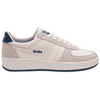 Gola Classics white and grey leather trainer with blue heel tab and branding