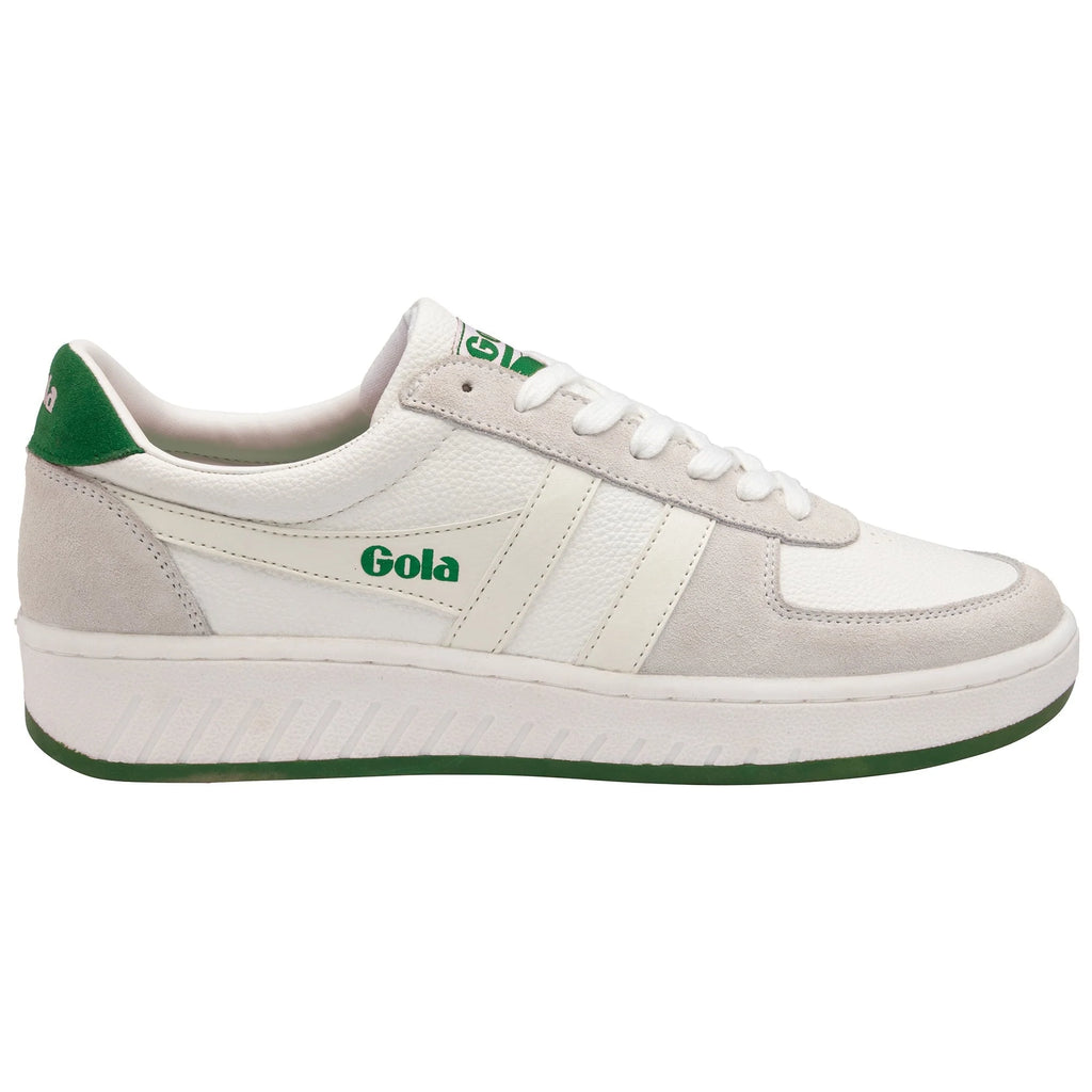 Gola Classics white and green leather trainer with suede detailing